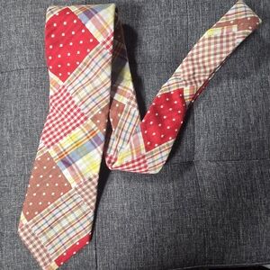 Mario Ferrari men's Cotton Plaid Polkadot patchwork print necktie